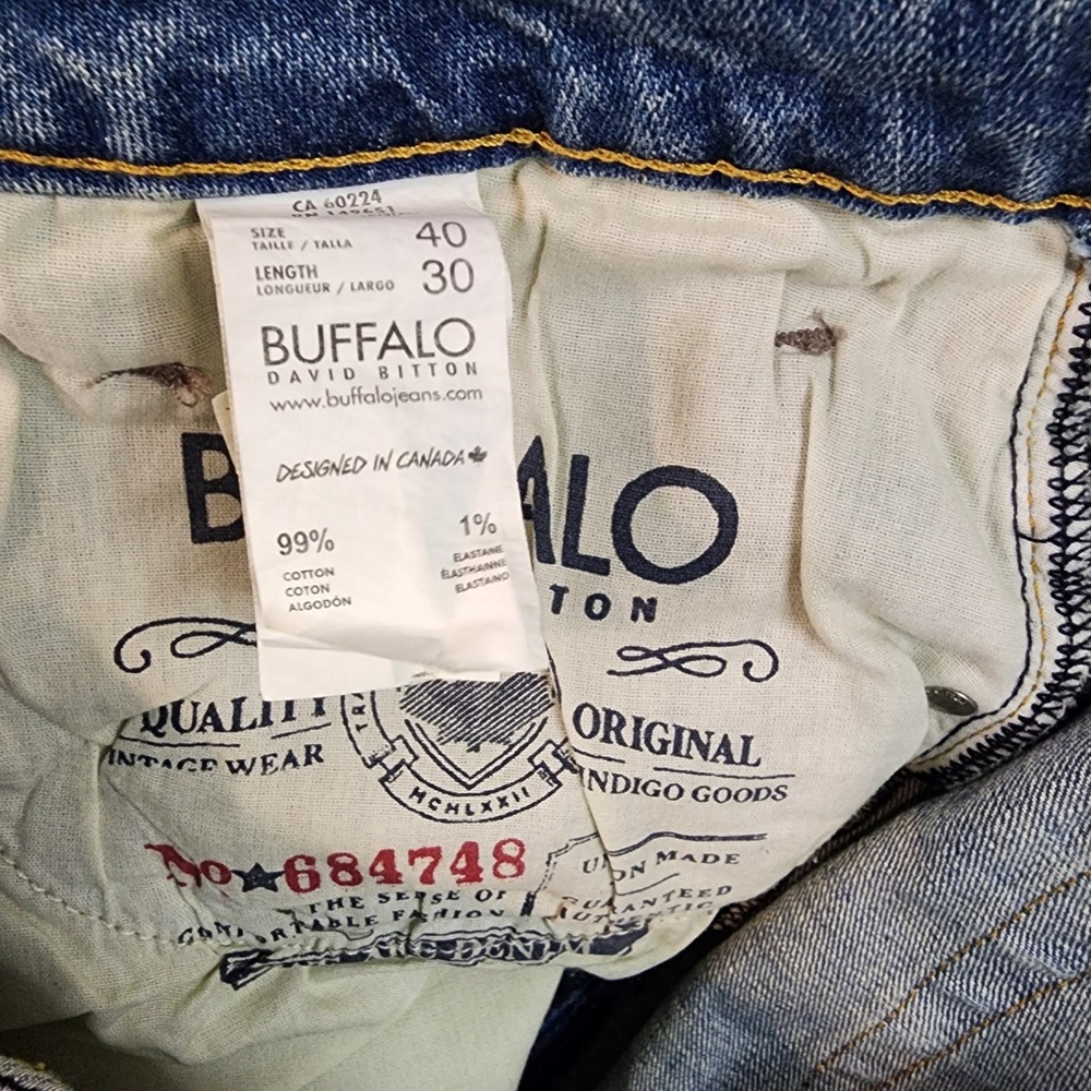Buffalo David Bitton Driven Jeans Mens 40x30 Blue Relaxed Straight Leg Casual - Picture 3 of 15
